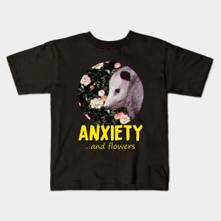 Opossum Anxiety and flowers Kids T-Shirt